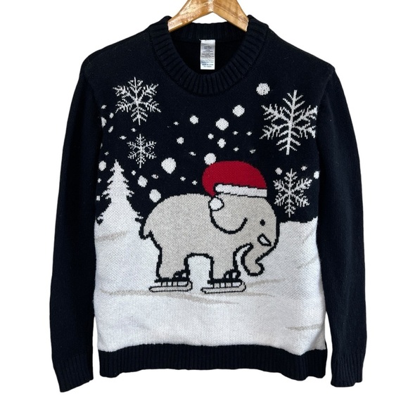 ivory ella Sweaters - Ivory Ella Black Elephant Christmas Sweater Size Small